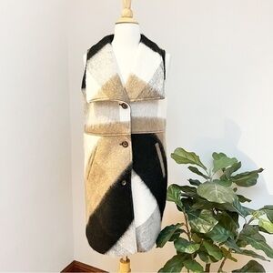 Anthropologie fuzzy wool vest coat